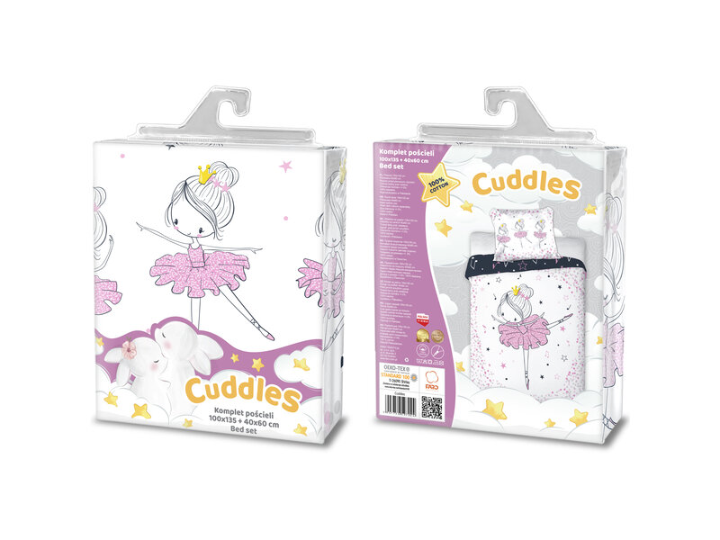 Cuddles BABY / Toddler duvet cover, Ballerina - 100 x 135 cm / 40 x 60 cm - Cotton