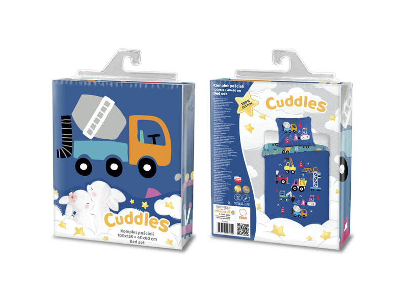Cuddles Housse de couette BÉBÉ / Enfant, Voiture - 100 x 135 cm / 40 x 60 cm - Coton