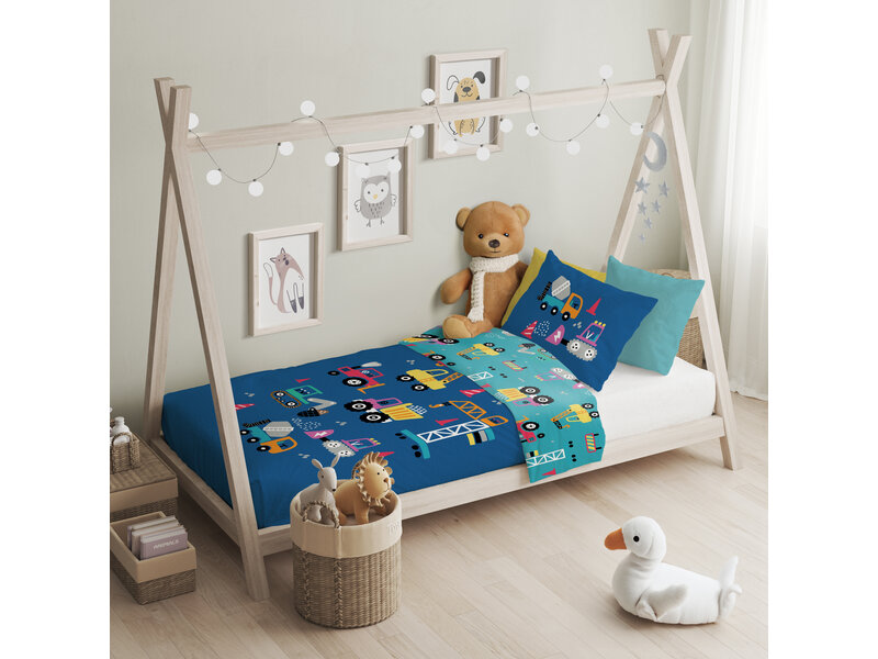 Cuddles Housse de couette BÉBÉ / Enfant, Voiture - 100 x 135 cm / 40 x 60 cm - Coton