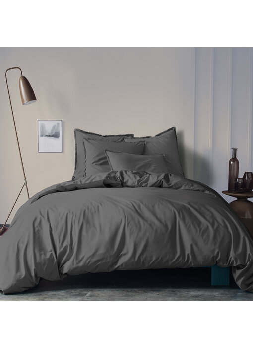 Matt & Rose Housse de couette Anthracite 240 x 220 + 65 x 65 Coton lavé