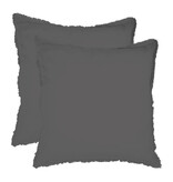 Matt & Rose Dekbedovertrek, Antraciet - Lits Jumeaux - 240 x 220 + 2x 65 x 65 cm - Gewassen katoen