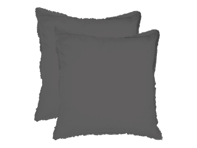 Matt & Rose Dekbedovertrek, Antraciet - Lits Jumeaux - 240 x 220 + 2x 65 x 65 cm - Gewassen katoen