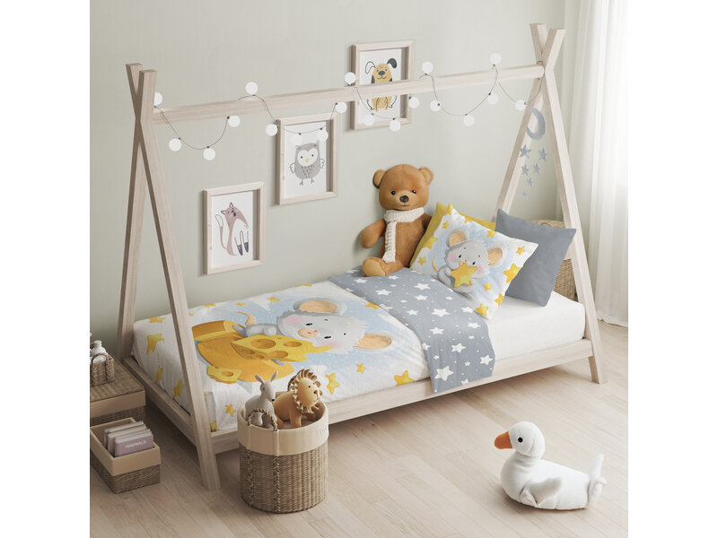 Cuddles Housse de couette BÉBÉ / Enfant, Souris - 100 x 135 cm / 40 x 60 cm - Coton