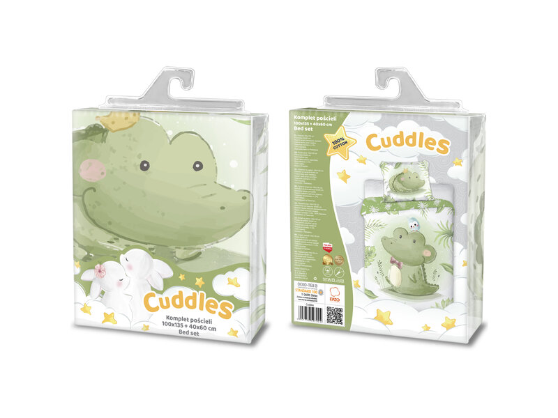 Cuddles BABY / Toddler duvet cover, Croc - 100 x 135 cm / 40 x 60 cm - Cotton
