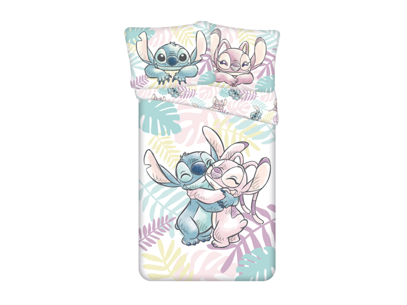 Disney Lilo & Stitch Dekbedovertrek, Leaves - Eenpersoons - 140 x 200 cm / 60 x 80 cm - Katoen