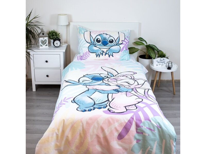 Disney Lilo & Stitch Dekbedovertrek, Leaves - Eenpersoons - 140 x 200 cm / 70 x 90 cm - Katoen