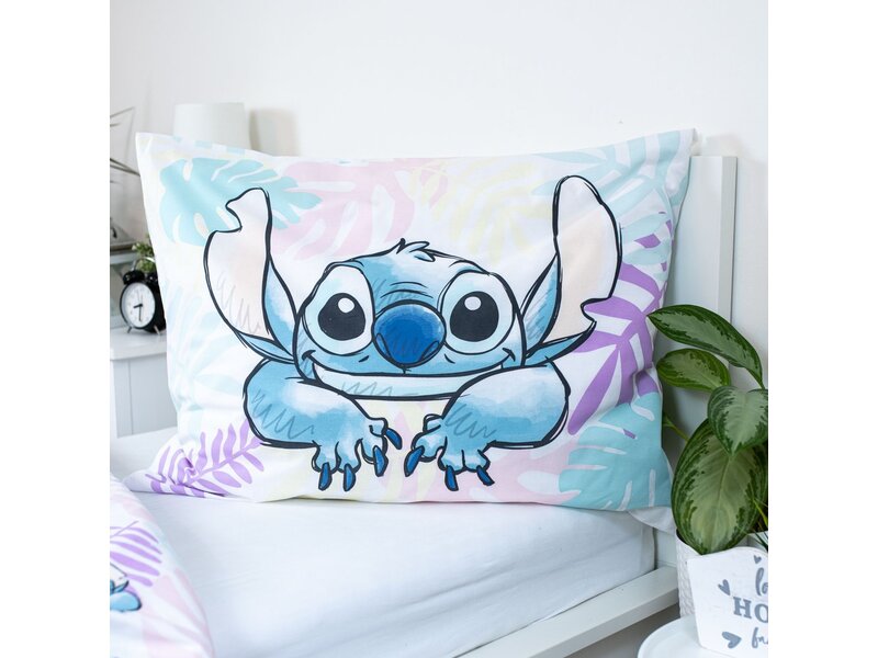 Disney Lilo & Stitch Dekbedovertrek, Leaves - Eenpersoons - 140 x 200 cm / 70 x 90 cm - Katoen