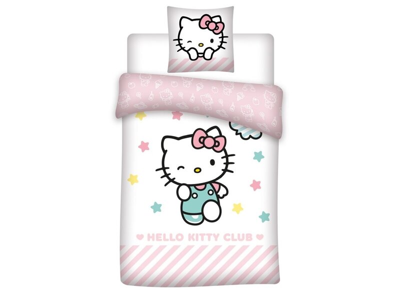 Hello Kitty Housse de couette, Club - Simple - 140 x 200 + 65 x 65 cm - Coton