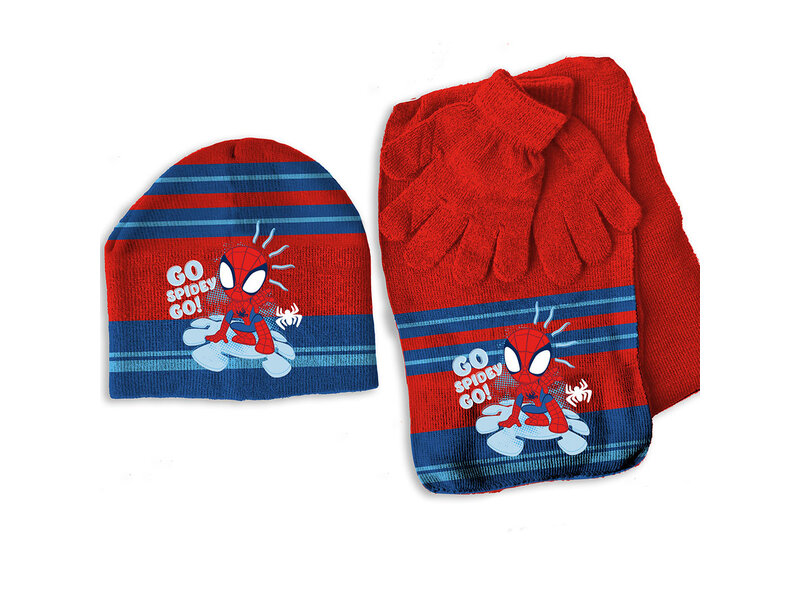 Spidey Ensemble bonnet, écharpe et gants, Go Hero - TAILLE UNIQUE 3-6 ans - Acrylique / Élasthanne
