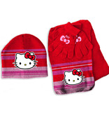 Hello Kitty & Friends Set Mütze, Schal und Handschuhe, Kitty White - EINHEITSGRÖSSE 3-6 Jahre - Acryl / Elasthan