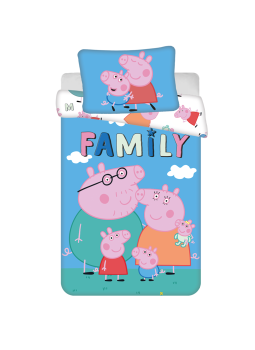 Peppa Pig BABY / Peuter dekbedovertrek Family 135 x 100 + 40 x 60 cm Katoen