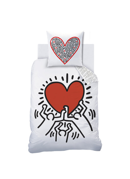 Keith Haring Dekbedovertrek Red Love 140 x 200 + 63 x 63 cm Katoen