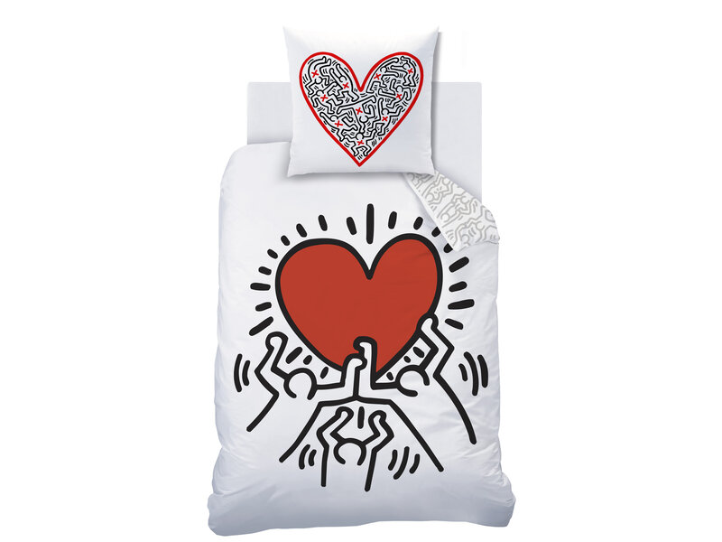 Keith Haring Housse de couette Red Love - 140 x 200 + 63 x 63 cm - Coton