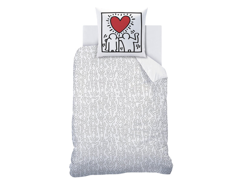 Keith Haring Housse de couette Red Love - 140 x 200 + 63 x 63 cm - Coton