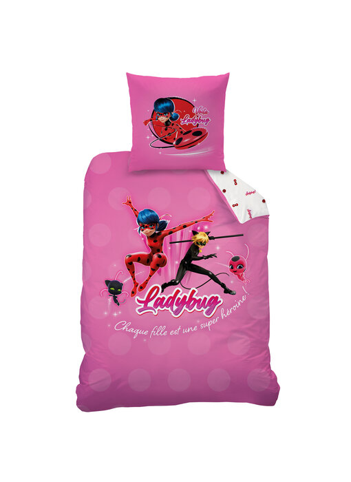 Miraculous Bettbezug Supergirl 140 x 200 + 63 x 63 cm Baumwolle