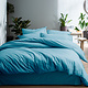 Housse de couette Bleu glacier 240 x 220 + 65 x 65 Coton lavé