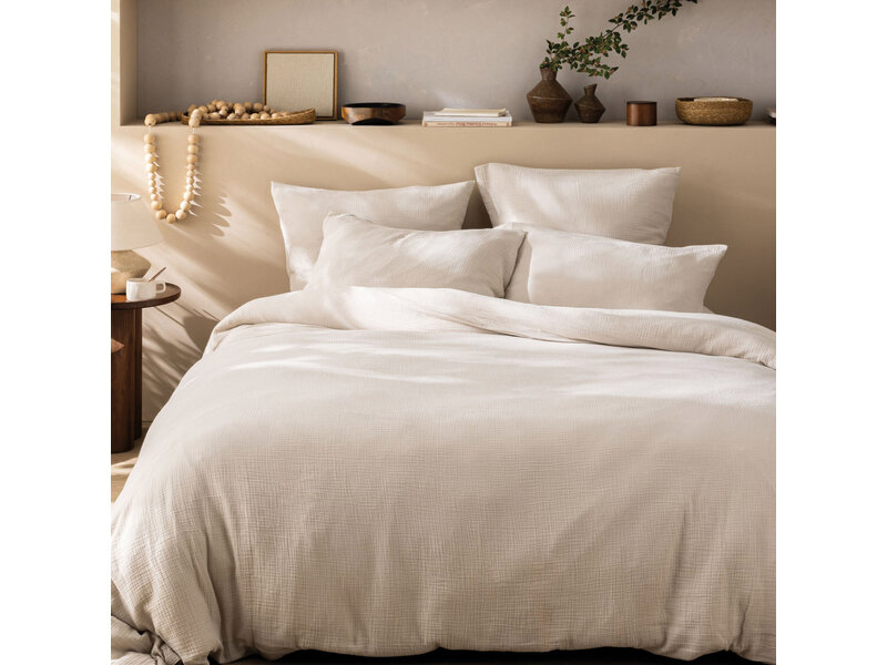 Matt & Rose Dekbedovertrek Naturel - 260 x 240 + (2x) 65 x 65 - Mousseline Katoen