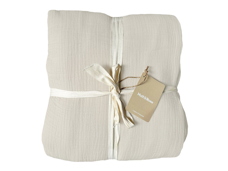 Matt & Rose Bettbezug Natur - 260 x 240 + (2x) 65 x 65 - Musselin Baumwolle
