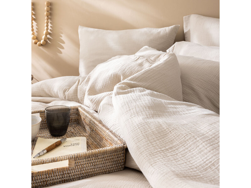 Matt & Rose Dekbedovertrek Naturel - 240 x 220 + (2x) 65 x 65 - Mousseline Katoen