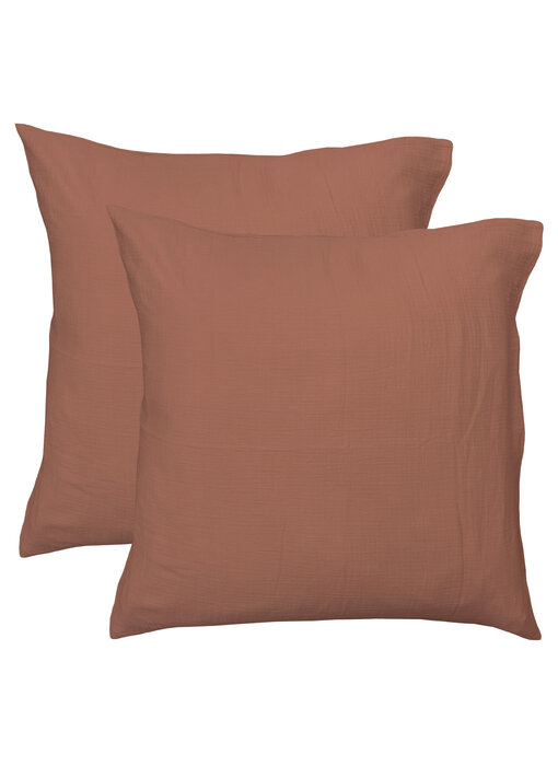 Matt & Rose Set Pillowcases Terracotta 65 x 65 cm Muslin Cotton