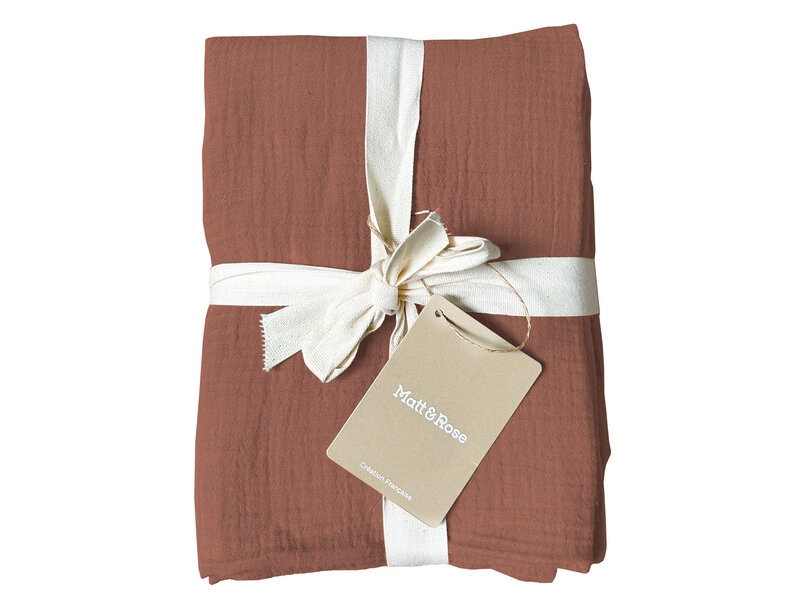 Matt & Rose Set Kussenslopen Terracotta - (2x) 50 x 70 cm - Mousseline Katoen