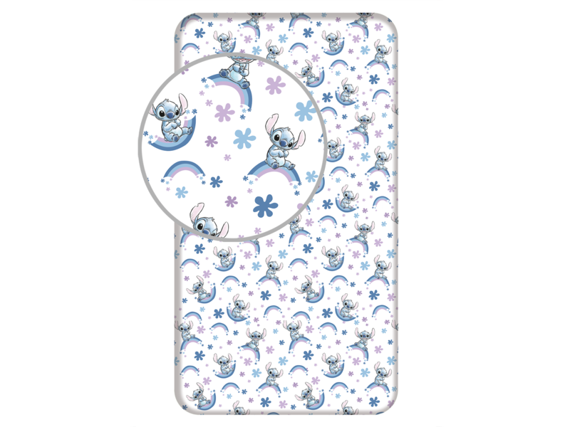 Disney Lilo & Stitch Spannbettlaken Rainbow - Einzelbett - 90 x 200 cm - Baumwolle