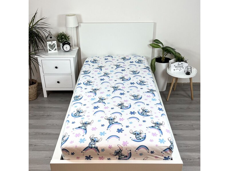 Disney Lilo & Stitch Spannbettlaken Rainbow - Einzelbett - 90 x 200 cm - Baumwolle