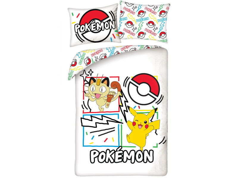 Pokémon Housse de couette, Meowth - Simple - 140 x 200 + 70 x 90 cm - Polyester