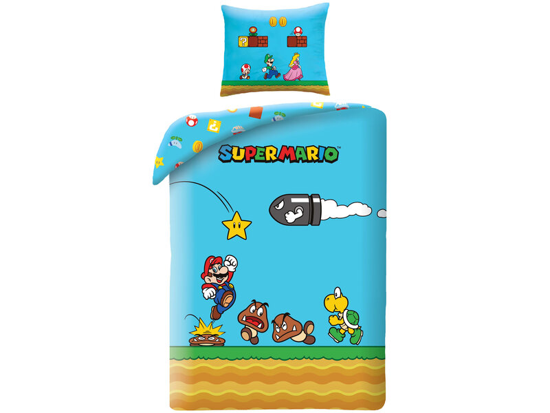 Super Mario Bettbezug, Wahoo! - Einzelbett - 140 x 200 + 70 x 90 cm - Polyester