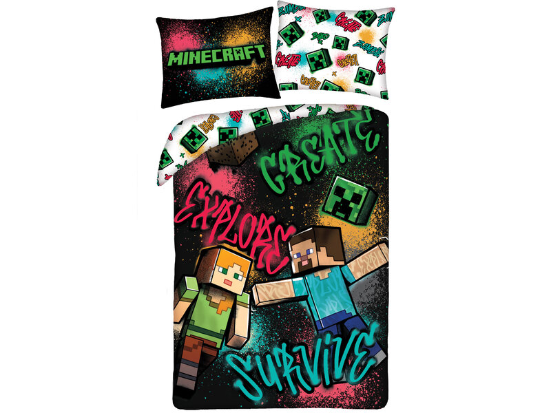 Minecraft Dekbedovertrek Create - 140 x 200 + 70 x 90 cm - Polyester