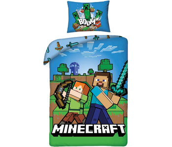 Minecraft Bettbezug Pixel 140 x 200 cm + 50 x 70 cm Baumwolle