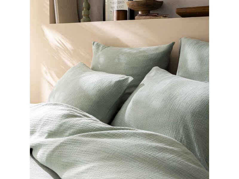 Matt & Rose Housse de couette Vert mousse - 140 x 200 + 63 x 63 cm - Mousseline de coton