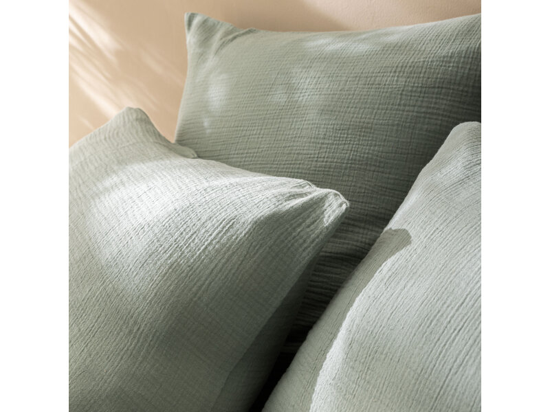 Matt & Rose Housse de couette Vert mousse - 140 x 200 + 63 x 63 cm - Mousseline de coton