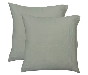 Matt & Rose Ensemble de taies d'oreiller vert mousse 65 x 65 cm en mousseline de coton
