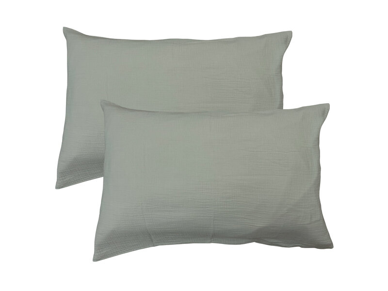 Matt & Rose Set Kussenslopen Mosgroen - (2x) 50 x 70 cm - Mousseline Katoen