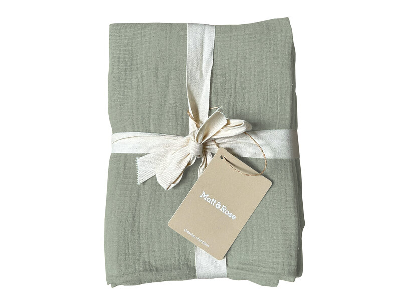 Matt & Rose Lot de taies d'oreiller vert mousse - (2x) 50 x 70 cm - Mousseline de coton