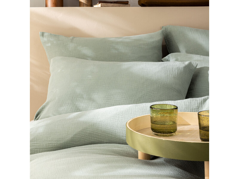 Matt & Rose Set Kussenslopen Mosgroen - (2x) 50 x 70 cm - Mousseline Katoen