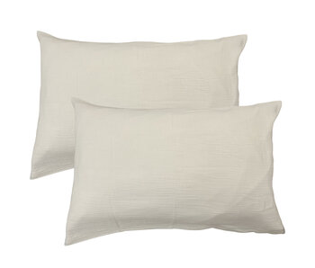 Matt & Rose Ensemble de taies d'oreiller en mousseline de coton naturel 50 x 70 cm