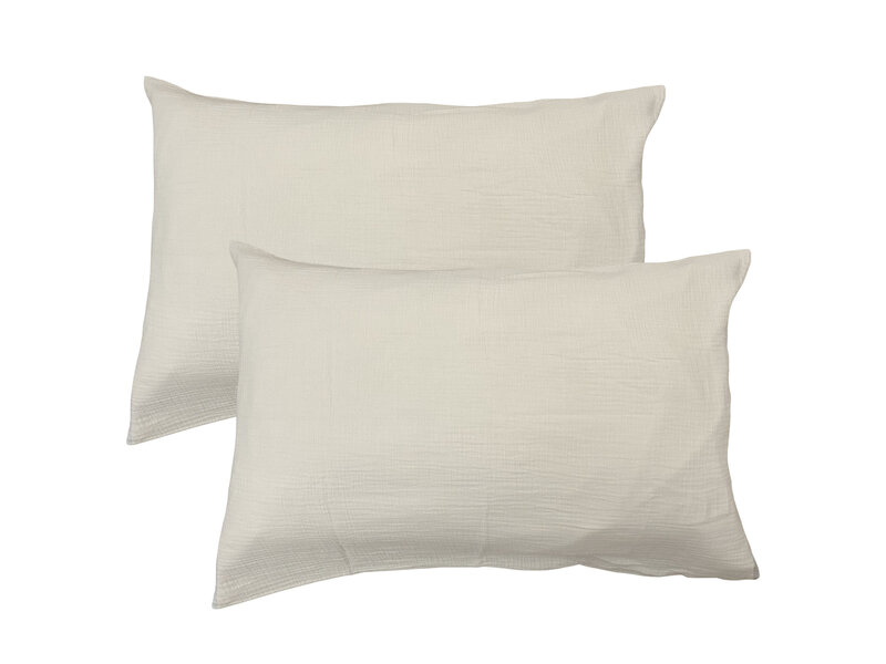 Matt & Rose Set Kussenslopen Naturel - (2x) 50 x 70 cm - Mousseline Katoen
