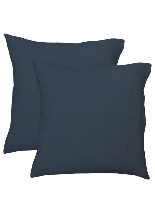 Matt & Rose Set Pillowcases Peacock Blue 65 x 65 cm Muslin Cotton
