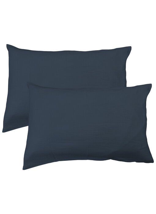 Matt & Rose Set Kissenbezüge Pfauenblau 50 x 70 cm Musselin Baumwolle