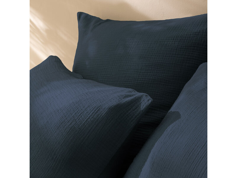 Matt & Rose Set Kussenslopen Pauw Blauw - (2x) 50 x 70 cm - Mousseline Katoen