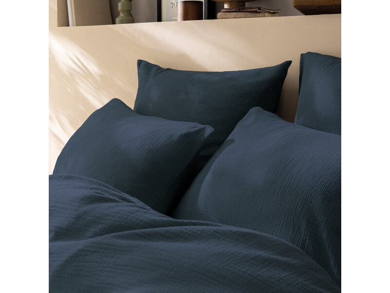 Matt & Rose Set Kussenslopen Pauw Blauw - (2x) 50 x 70 cm - Mousseline Katoen