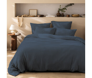 Matt & Rose Bettbezug Pfauenblau 260 x 240 + (2x) 65 x 65 Musselin Baumwolle