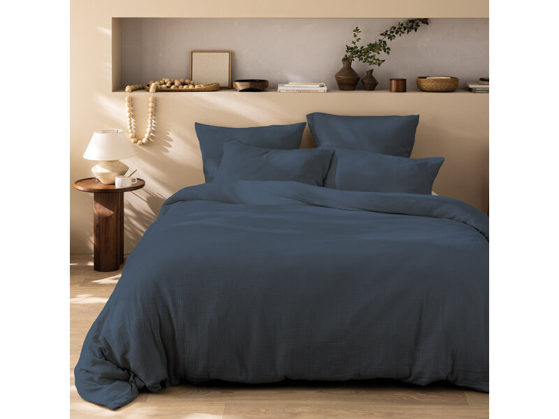 Matt & Rose Housse de couette Bleu Paon - 260 x 240 + (2x) 65 x 65 - Mousseline de Coton