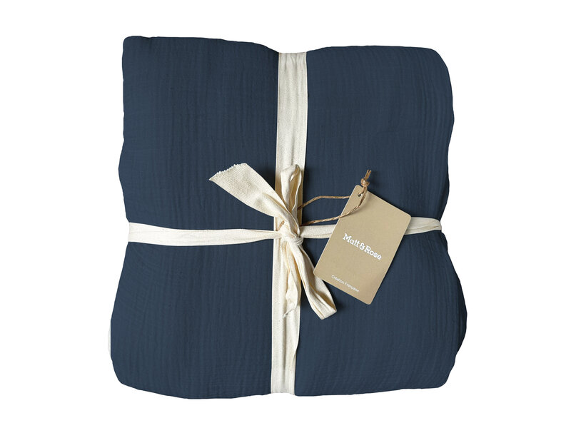 Matt & Rose Housse de couette Bleu Paon - 260 x 240 + (2x) 65 x 65 - Mousseline de Coton