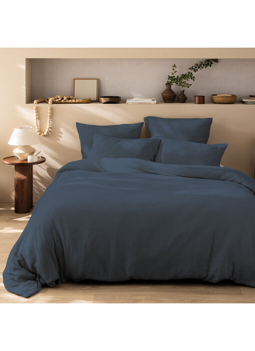 Matt & Rose Duvet cover Peacock Blue 240 x 220 + (2x) 65 x 65 Muslin Cotton