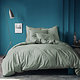 Housse de couette Vert mousse 260 x 240 + 65 x 65 Coton lavé