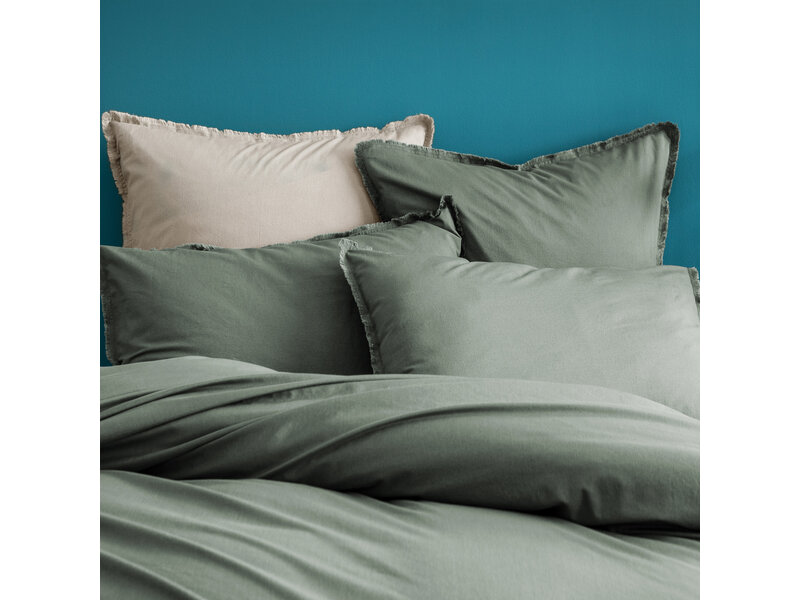 Matt & Rose Duvet cover Moss green -260 x 240 + 2x 65 x 65 cm - Washed cotton
