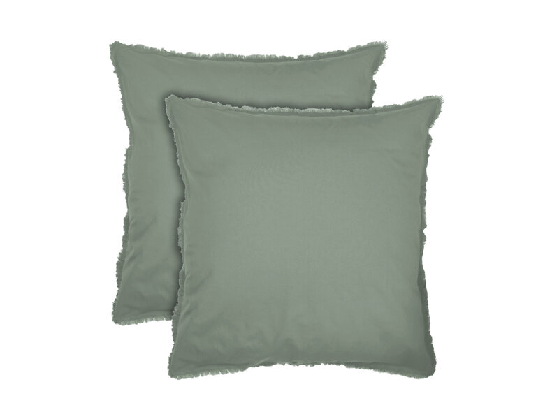 Matt & Rose Housse de couette Vert mousse - 260 x 240 + 2x 65 x 65 cm - Coton lavé